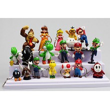Super Mario anime figure key chains set(18pcs a se...