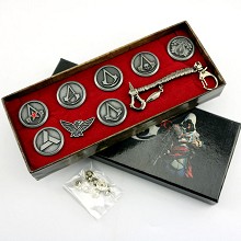Assassin's Creed key chain+brooches a set