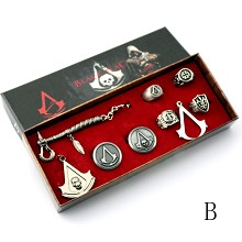Assassin's Creed necklace+pin+ring a set(9pcs a set)