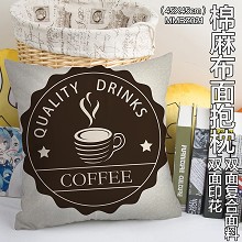 The coffee two-sided cotton fabric pillow