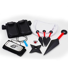 Naruto anime necklace+ring+key chain+headband+weapons a set