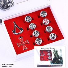 Assassin's Creed anime necklace+keychain+rings set(10pcs a set)