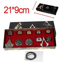 Assassin's Creed anime necklace+keychain+rings set(11pcs a set)