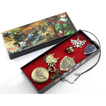 The Legend of Zelda  pocket watch+pin+ring+necklaces