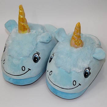 Unicorn plush slippers shoes a pair