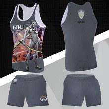 Overwatch Genji vest+short pants a set