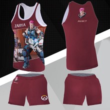 Overwatch Zarya vest+short pants a set