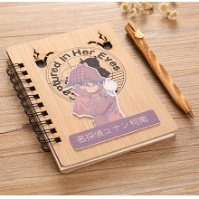 Detective conan anime retro wooden notebook