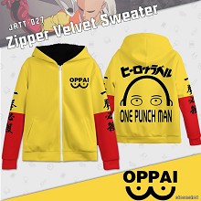 One Punch Man zipper velvet sweater hoodie