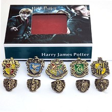 Harry Potter rings+pins set(10pcs a set)