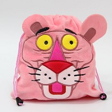 Pink Panther anime plush drawstring backpack bag