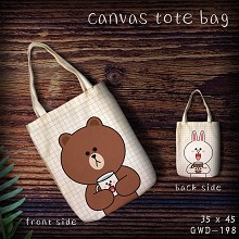 Bear Brown anime canvas tote bag shopping bag