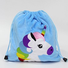 Unicorn plush drawstring backpack bag