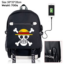One Piece anime USB charging laptop backpack school bag