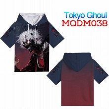 Tokyo ghoul anime short sleeve hoodie t-shirt clot...
