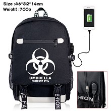 Resident Evil USB charging laptop backpack school ...