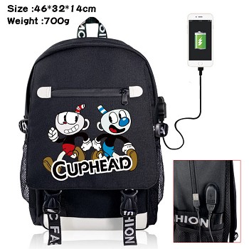 Cuphead anime USB charging laptop backpack school bag