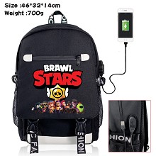 Brawl Stars game USB charging laptop backpack scho...