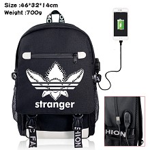 Stranger Things USB charging laptop backpack schoo...