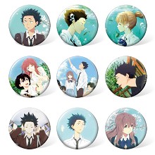 The Shape of Voice anime brooches pins set(9pcs a set)