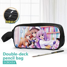 Hyperdimension Neptunia anime double deck pencil bag pen bag