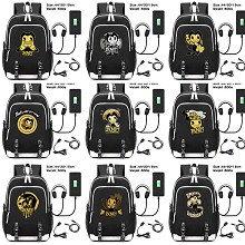 Bendy and the Ink Machine USB charging laptop backpack school bag