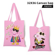 Peppa Pig anime canvas tote bag shopping bag