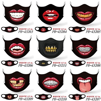 The mouth anime trendy mask printed wash mask