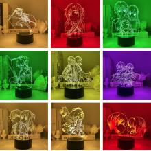 Sword Art Online anime 3D 7 Color Lamp Touch Lampe Nightlight+USB