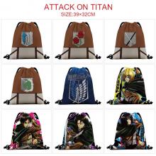 Attack on Titan anime nylon drawstring backpack bag