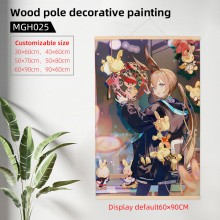 Arknights anime wood pole decorative painting wall scrolls