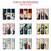 Tokyo Revengers anime coffee water bottle cup with straw stainless steel