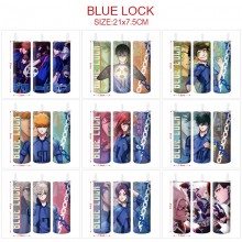 Blue Lock anime coffee water bottle cup with straw stainless steel
