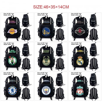 NBA basketball football USB camouflage backpack school bag