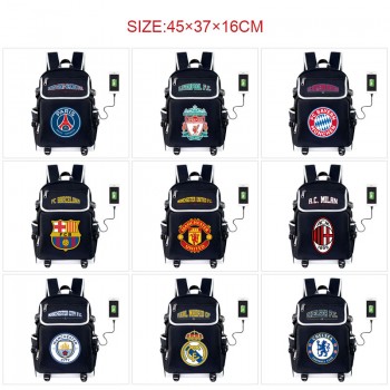 Football Sports USB charging laptop backpack school bag