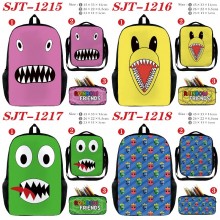 Rainbow friends game nylon backpack bag shoulder pencil case set