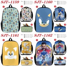 Sonic the Hedgehog nylon backpack bag shoulder pencil case set