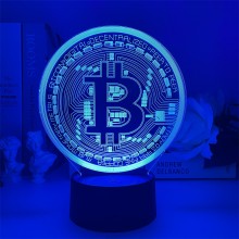 BTC Bitcoin 3D 7 Color Lamp Touch Lampe Nightlight+USB