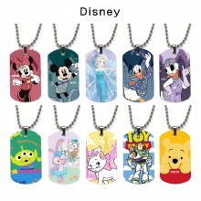 Mickey Mouse mermaid Pooh anime dog tag military army necklace