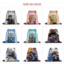 Sword Art Online anime nylon drawstring backpack bag