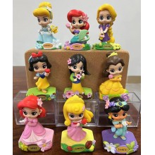 Princess Snow White Belle Mulan Mermaid anime figures set(9pcs a set)(OPP bag)