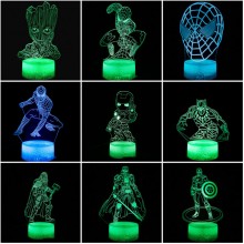 Spider Man Iron Man Acrylic Figure 3D Lamp USB Nig...