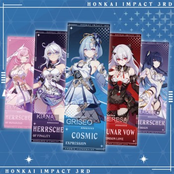 Honkai Impact 3rd game laser gliter two-sided bookmarks cards 21*7cm