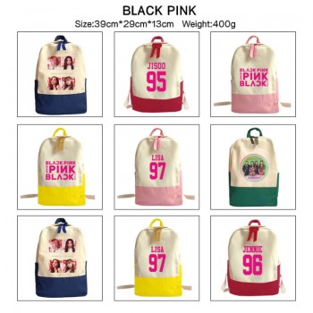 Black Pink star canvas backpack bag