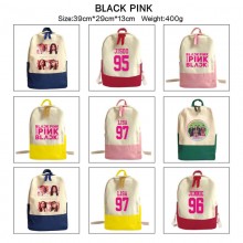 Black Pink star canvas backpack bag