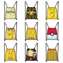 Pokemon Pikachu anime drawstring bags backpack