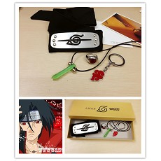 Naruto headband+ring+necklace+keychain a set