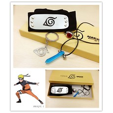 Naruto headband+ring+necklace+keychain a set