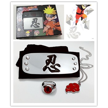 Naruto cos headband+ring+necklace