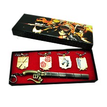 Attack on Titan weapon key chain+necklaces set(5pcs a set)